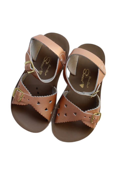 A Pink Sandals from Sun-San in size 3T for girl. (Back View)