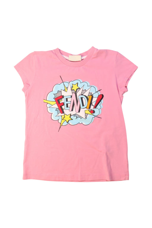 A Pink Short Sleeve T Shirts from Fendi in size 5T for girl. (Front View)