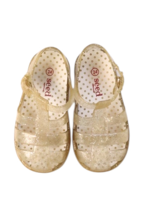 A Gold Sandals from Seed in size 3T for girl. (Back View)