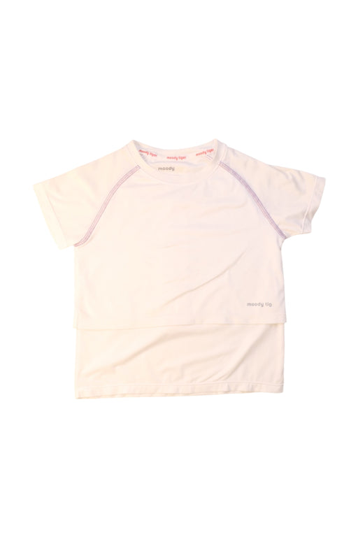 A White Short Sleeve T Shirts from Moody Tiger in size 4T for girl. (Front View)