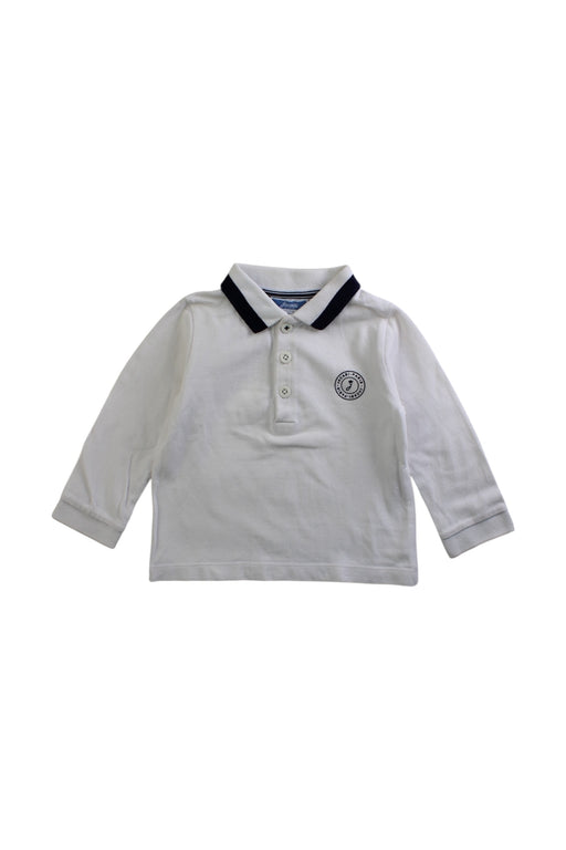 A White Long Sleeve Polos from Jacadi in size 6-12M for boy. (Front View)
