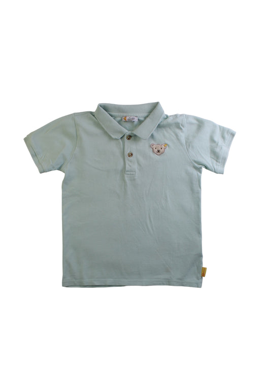 A Green Short Sleeve Polos from Steiff in size 6T for boy. (Front View)