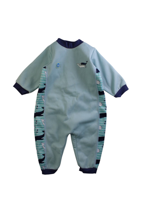 A Blue Floatsuits from Splash About in size 5T for boy. (Front View)