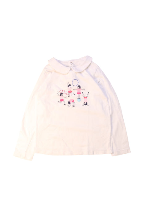 A White Long Sleeve Tops from Jacadi in size 4T for girl. (Front View)