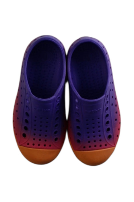 A Multicolour Slip Ons from Native Shoes in size 3T for neutral. (Back View)