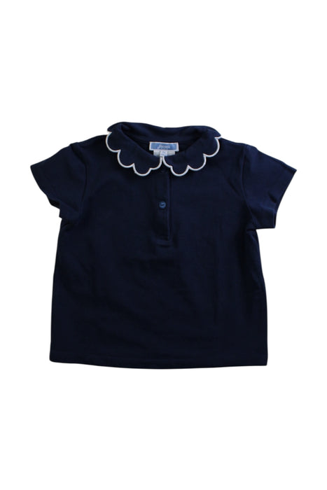 A Navy Short Sleeve Polos from Jacadi in size 4T for girl. (Front View)