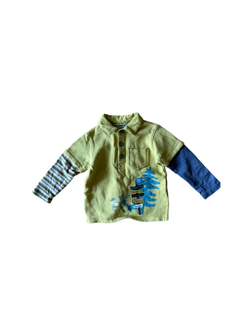 A Green Long Sleeve Polos from La Compagnie des Petits in size 6-12M for boy. (Front View)
