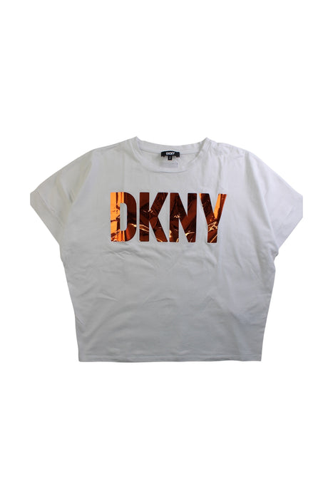 A White Short Sleeve T Shirts from DKNY in size 12Y for girl. (Front View)