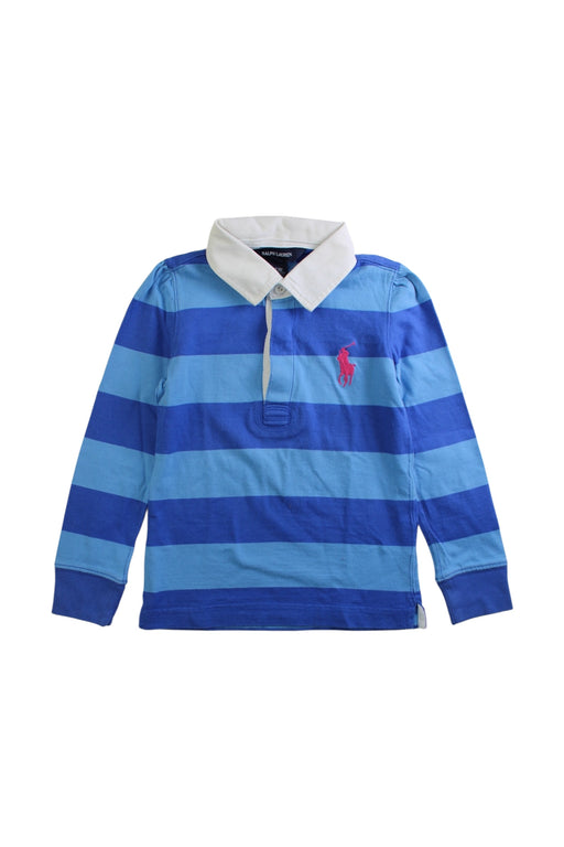 A Blue Long Sleeve Polos from Ralph Lauren in size 5T for girl. (Front View)