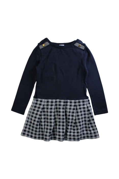 A Navy Long Sleeve Dresses from Petit Bateau in size 4T for girl. (Front View)