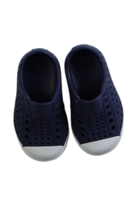 A Navy Slip Ons from Native Shoes in size 12-18M for boy. (Back View)