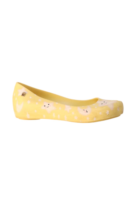 A Yellow Flats from Mini Melissa in size 7Y for girl. (Front View)