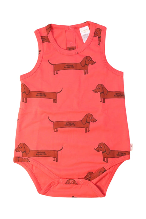 A Red Sleeveless Bodysuits from Tinycottons in size 12-18M for girl. (Front View)