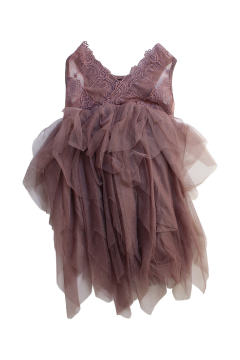 A Taupe Sleeveless Dresses from Designer Kidz in size 2T for girl. (Back View)