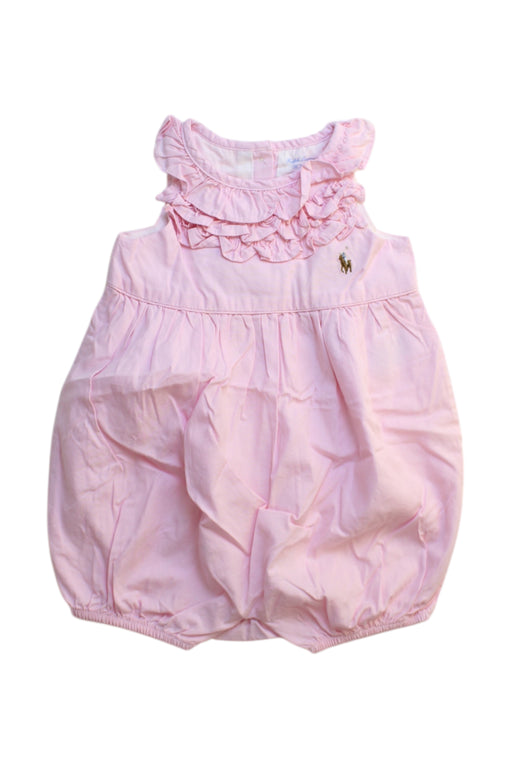 A Pink Sleeveless Rompers from Ralph Lauren in size 6-12M for girl. (Front View)