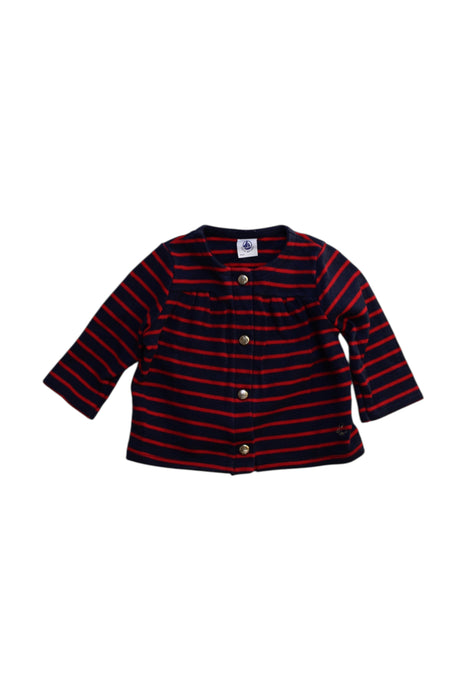 A Navy Cardigans from Petit Bateau in size 3-6M for girl. (Front View)