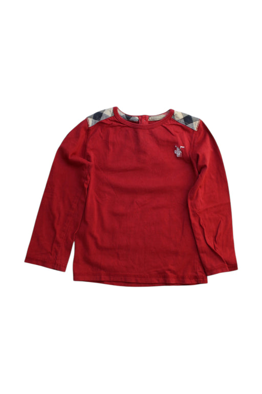 A Red Long Sleeve Tops from Burberry in size 2T for girl. (Front View)