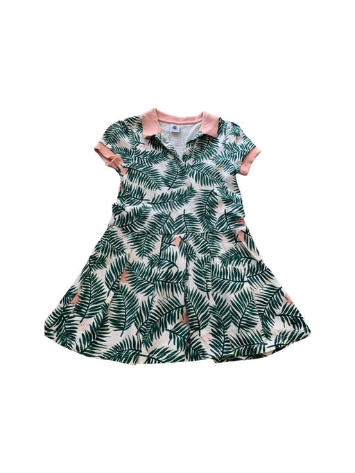A Green Short Sleeve Dresses from Petit Bateau in size 6T for girl. (Front View)