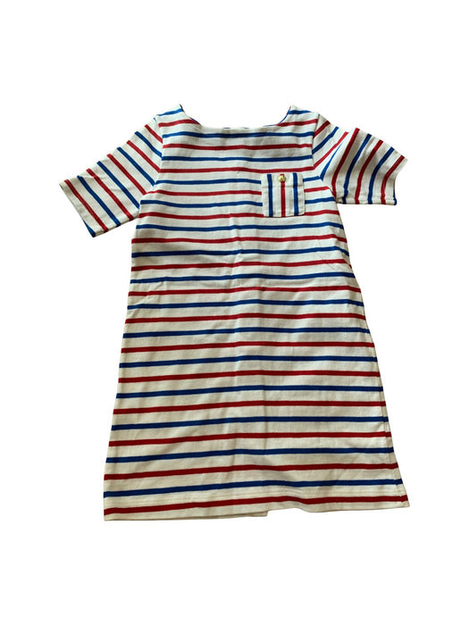 A Red Short Sleeve Dresses from Petit Bateau in size 6T for girl. (Front View)