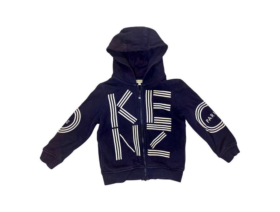 A Navy Zippered Sweatshirts from Kenzo in size 4T for neutral. (Front View)