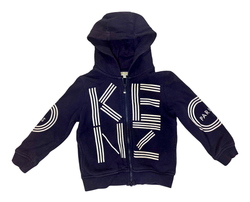 A Navy Zippered Sweatshirts from Kenzo in size 4T for neutral. (Front View)