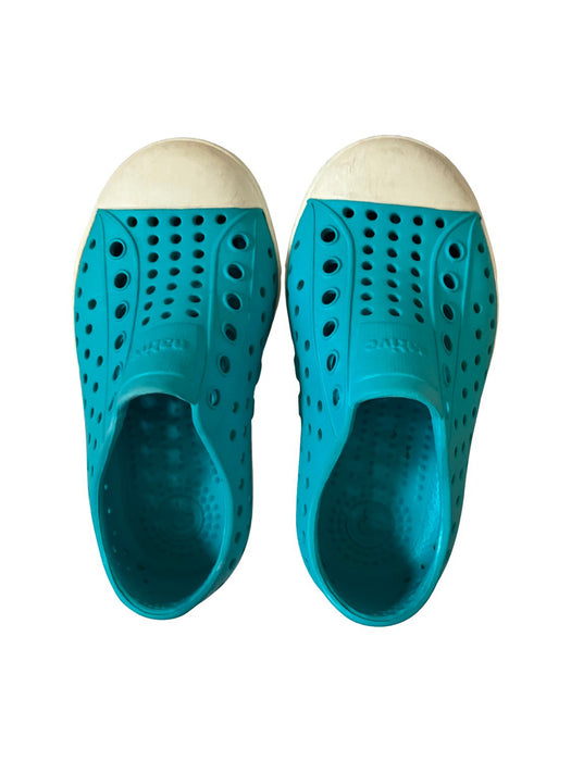 A Teal Slip Ons from Native Shoes in size 18-24M for neutral. (Front View)