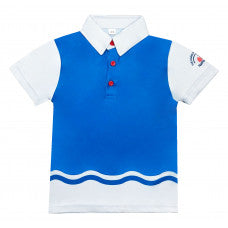 A Blue Short Sleeve Polos from The Harbour School in size 3T for neutral. (Front View)
