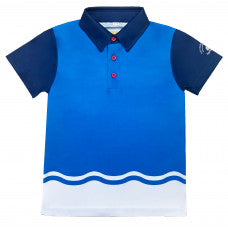 A Blue Short Sleeve Polos from The Harbour School in size 3T for neutral. (Front View)