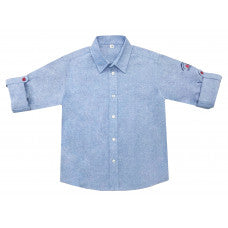 A Blue Long Sleeve Shirts from The Harbour School in size 3T for boy. (Front View)