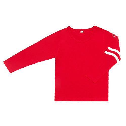 A Red Long Sleeve T Shirts from The Harbour School in size 3T for neutral. (Front View)