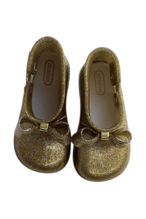 A Gold Booties from Mini Melissa in size 3T for girl. (Back View)