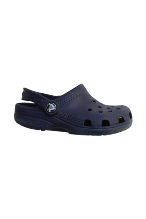 A Navy Slip Ons from Crocs in size 5T for boy. (Front View)