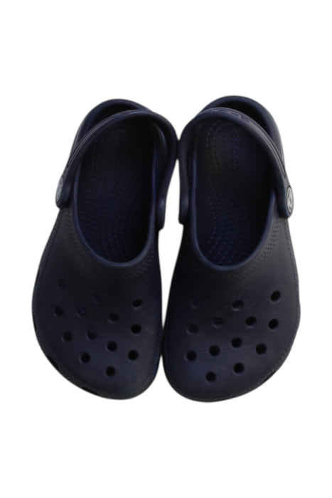 A Navy Slip Ons from Crocs in size 5T for boy. (Back View)