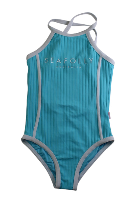 A Blue Swimsuits from Seafolly in size 7Y for girl. (Front View)