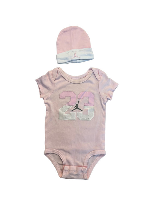 A Pink Short Sleeve Bodysuits from Nike in size 0-3M for girl. (Front View)