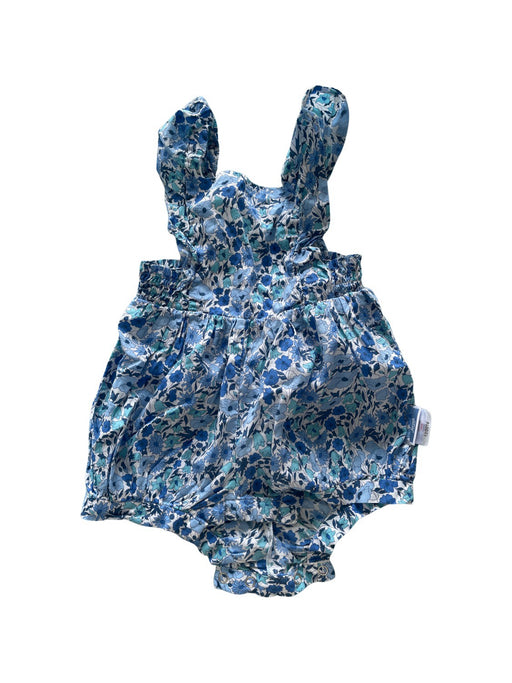 A Blue Sleeveless Rompers from Jacadi in size 6-12M for girl. (Front View)