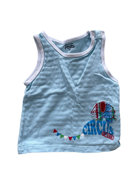 A Blue Sleeveless Shirts from La Compagnie des Petits in size 3-6M for boy. (Front View)