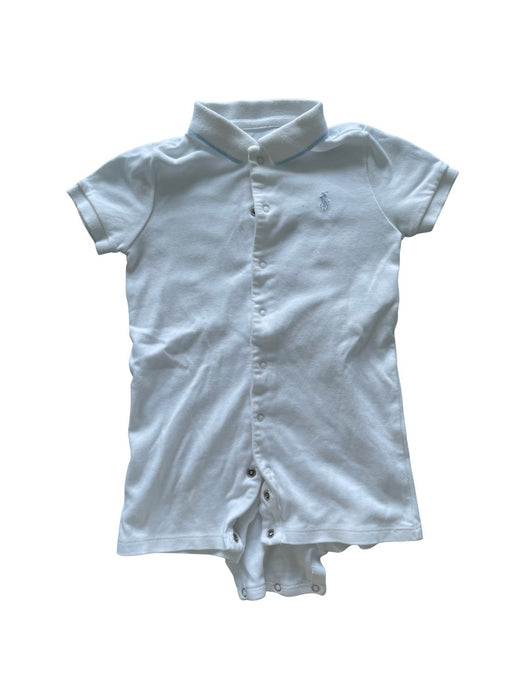 A White Short Sleeve Rompers from Ralph Lauren in size 6-12M for neutral. (Front View)