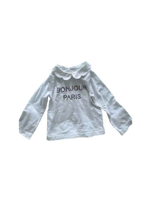 A White Long Sleeve T Shirts from Jacadi in size 18-24M for girl. (Front View)