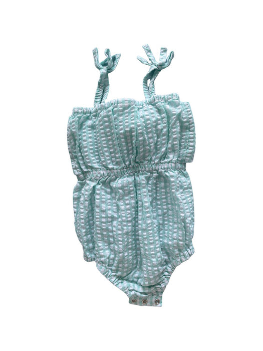 A Blue Sleeveless Rompers from Seed in size 6-12M for girl. (Back View)