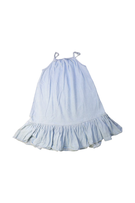 A Blue Sleeveless Dresses from Monoprix in size 6T for girl. (Back View)