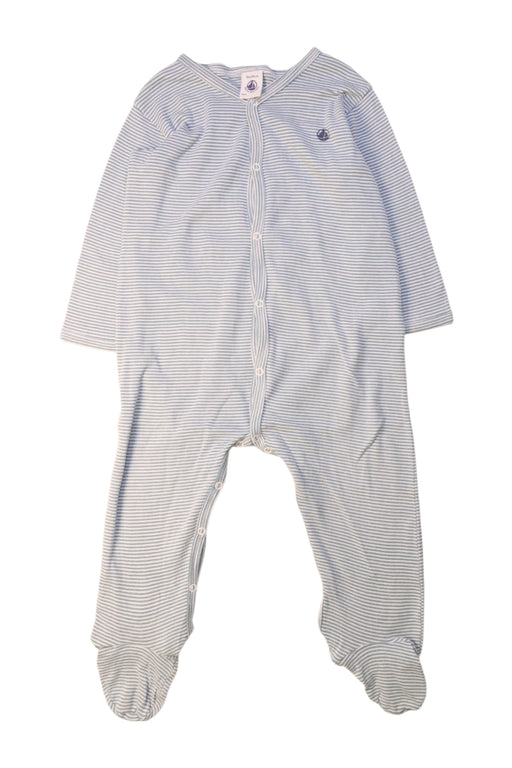 A Blue Onesies from Petit Bateau in size 12-18M for girl. (Front View)