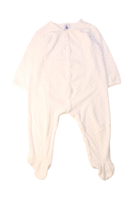 A White Onesies from Petit Bateau in size 12-18M for girl. (Front View)