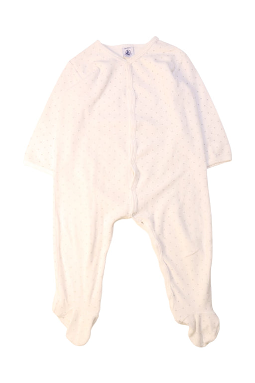 A White Onesies from Petit Bateau in size 12-18M for girl. (Front View)