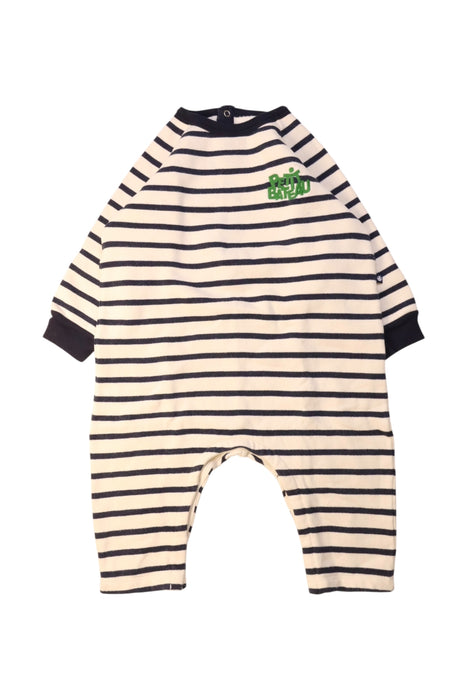 A Navy Long Sleeve Rompers from Petit Bateau in size 18-24M for girl. (Front View)