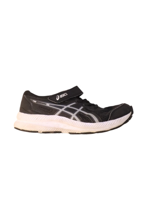 A Black Sneakers from ASICS in size 7Y for girl. (Front View)