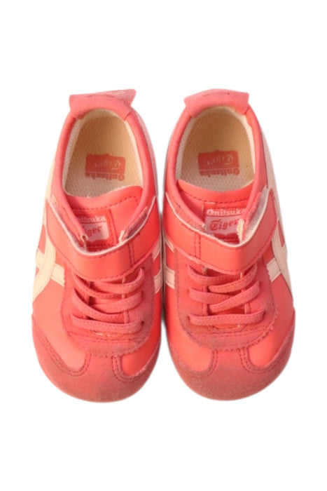 A Pink Sneakers from Onitsuka Tiger in size 3T for girl. (Back View)