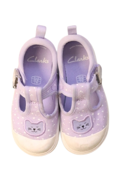 A Purple Sneakers from Clarks in size 18-24M for girl. (Back View)