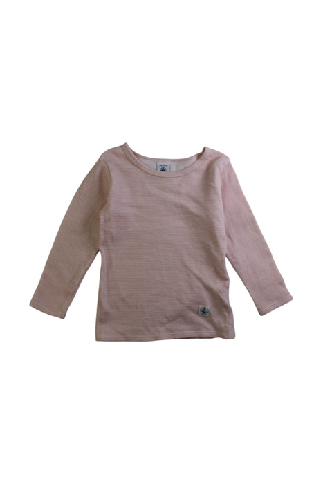 A Pink Long Sleeve Tops from Petit Bateau in size 3T for girl. (Front View)