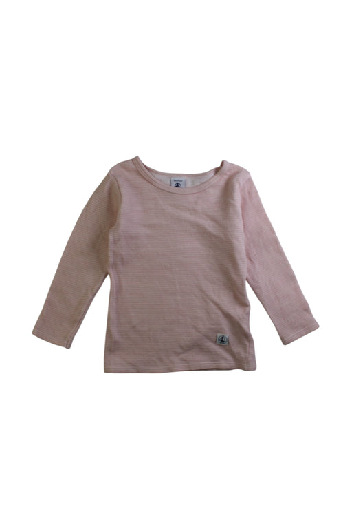 A Pink Long Sleeve Tops from Petit Bateau in size 3T for girl. (Front View)